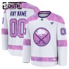 Lasten NHL Buffalo Sabres Pelipaita Custom Fanatics Hockey Fights Cancer Practice 2024-25 Valkoinen Lasten NHL Buffalo Sabres Pelipaita Custom Fanatics Hockey Fights Cancer Practice 2024-25 Valkoinen